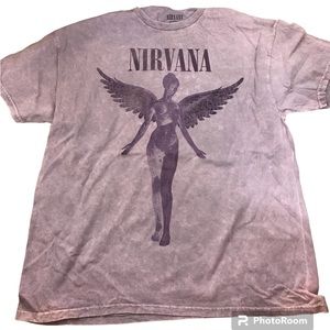 Urban Outfitters Nirvana In Utero Tour Graphic Tee Acid Wash XL Kurt Cobain